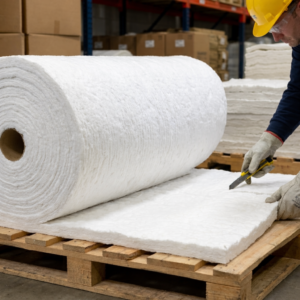 Colcha de fibra cerámica Morgan Superwool Plus 1000°C de Morgan Advanced Materials, aislante térmico industrial flexible y ligero, diseñada para aplicaciones de alta temperatura, con excelente eficiencia térmica, seguridad mejorada y fácil instalación en hornos, calderas y ductos.